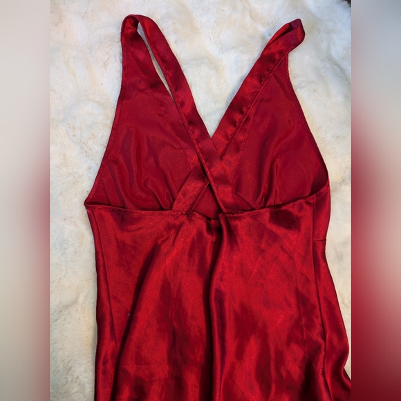 Vtg 90s Ox Blood Satin Slip Dress - Picture 6 of 7